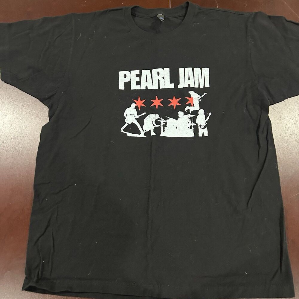 Pearl Jam Chicago Tour T Shirt Large Tultex Band Tee Concert Dates Black